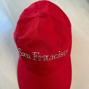 Cap- red- san francisco -Rhinestone letters